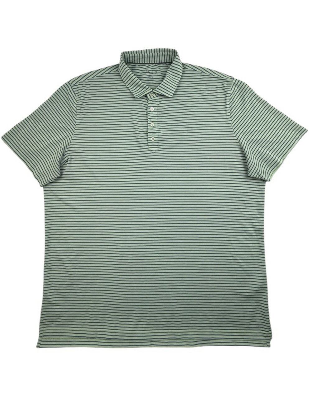 Johnnie-O Golf Polo Shirt Mens XXL Greenie Blue Striped Logo Shortsleeve